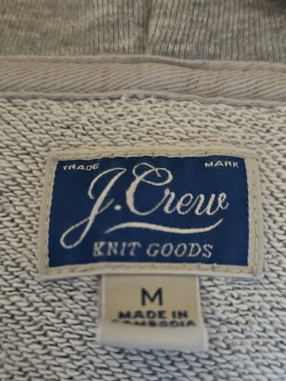 J. Crew Knit Goods Gray Pullover Long Sleeve Hoodie Sweatshirt Men's Medium